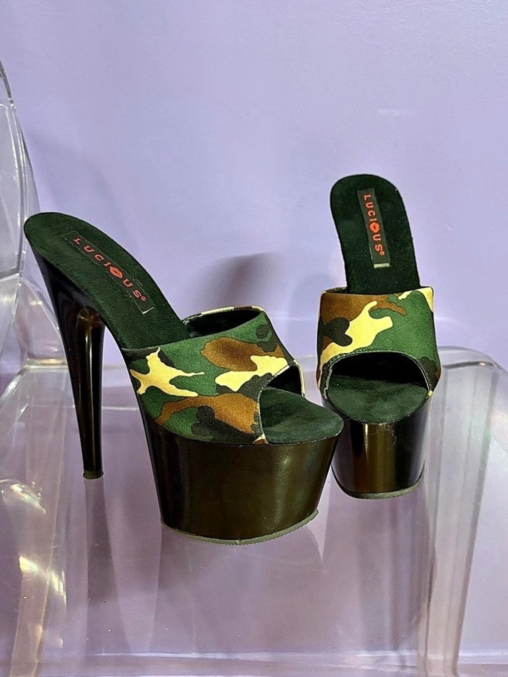 Lucious Camo Platform Heels